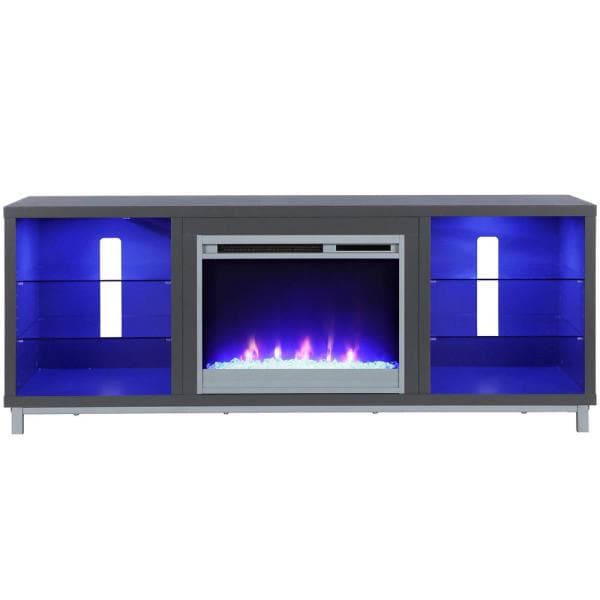 Cleavland 64.76 in. Freestanding Electric Fireplace TV Stand in Graphite Gray