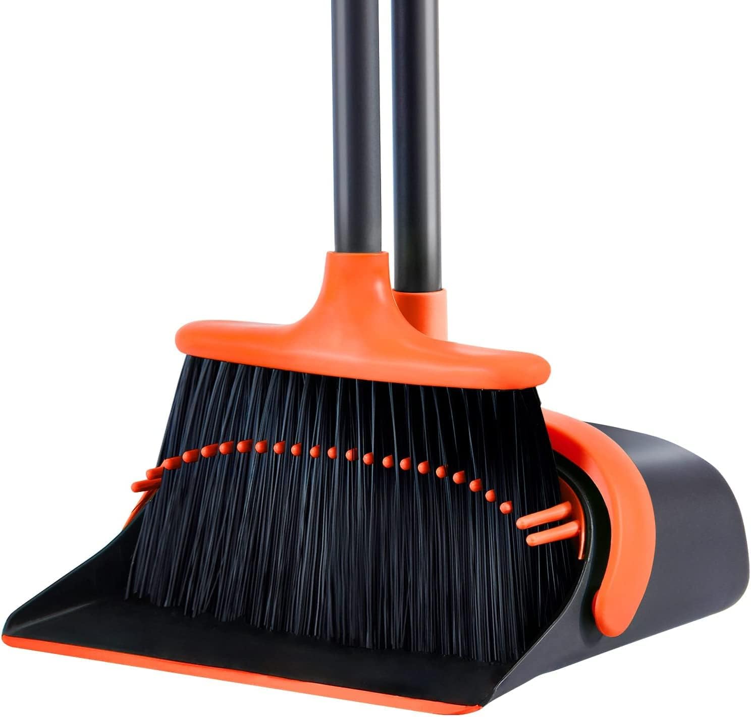 Broom with Dustpan Combo Set, Upgrade Broom and Dustpan Set for Home, 52'' Long Handle Broom and Dustpan Set, Standing Dustpan and Broom for Kitchen Office Lobby Floor