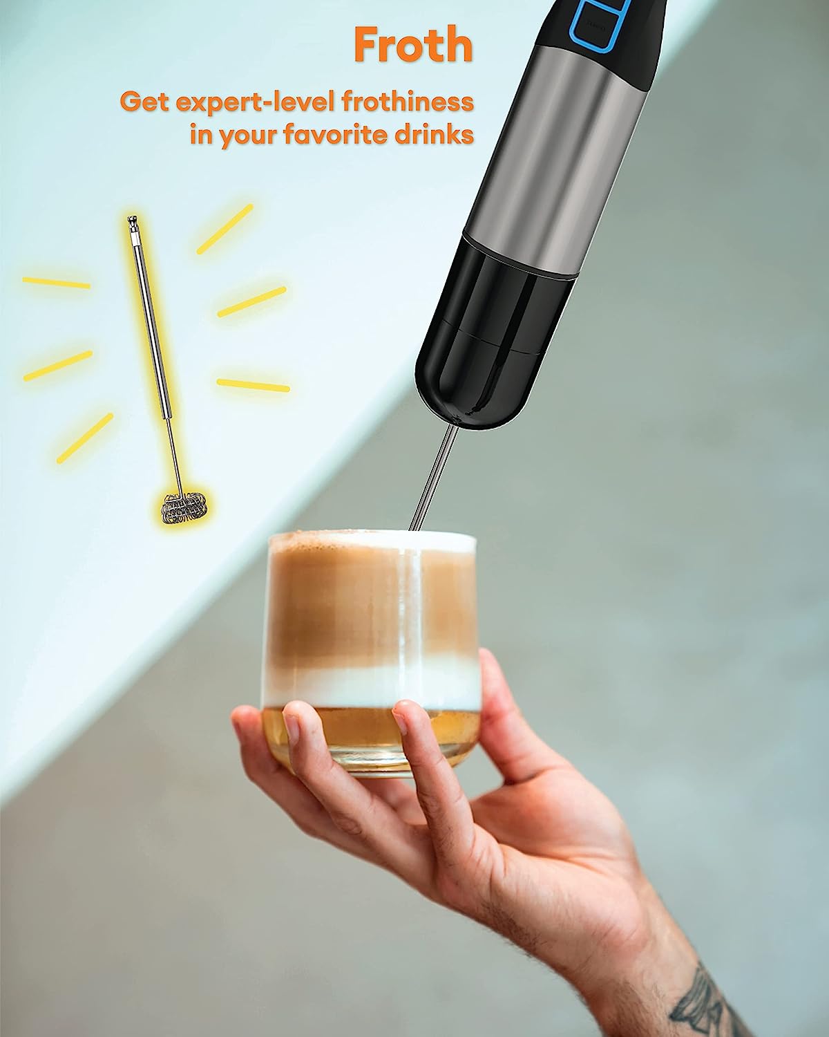 New 2024 Sofanci Immersion Electric Hand Held Stick Blender 3-in-1 Hand Blender 12-Speed with Turbo Mode 800W Full Copper Motor Titanium Stainless Steel Blades to Blend, Puree, Whisk & Froth