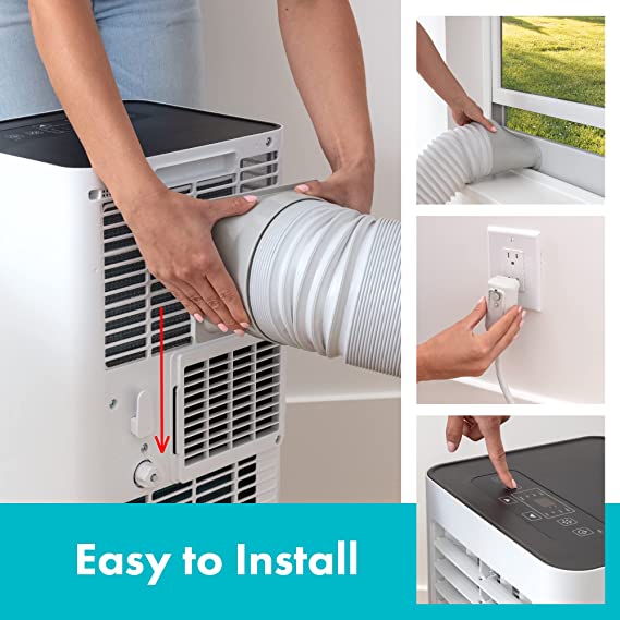 SLPAC805W.5 Portable Air Conditioner-Compact Home A/C Cooling Unit with Built-in Dehumidifier & Fan Modes, Includes Window Mount Kit, 8,000 BTU with WiFi + Drain Hose, White