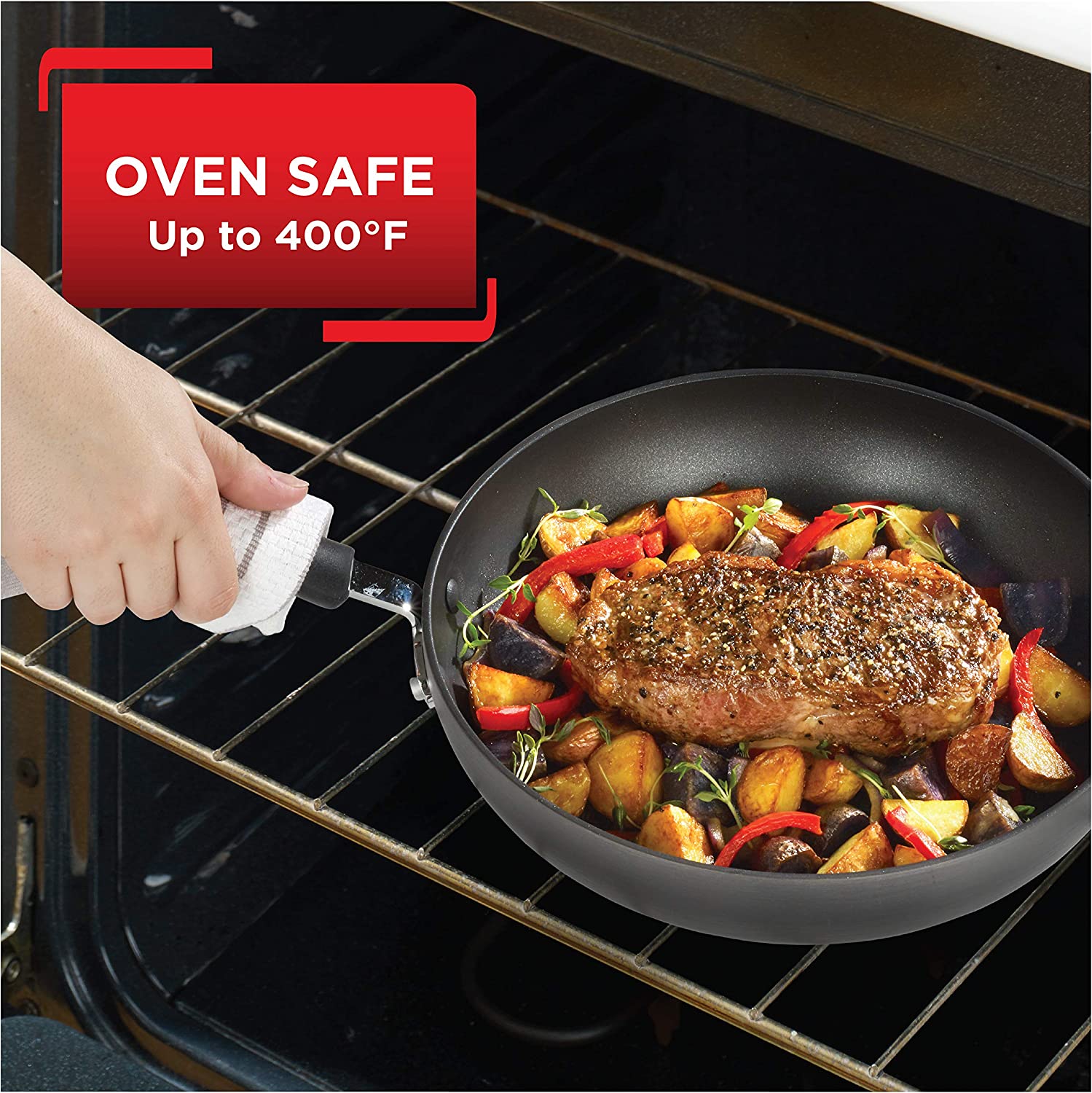 Ultimate Hard Anodized Nonstick Cookware Set 12 Piece Pots and Pans, Dishwasher Safe Grey