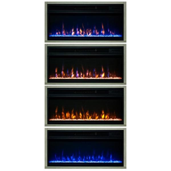 70 in. Saw Cut Off White Fireplace TV Stand for TV Up to 75 in.