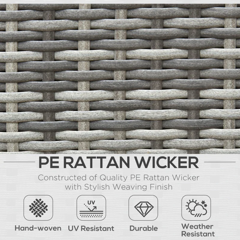 Ensemble de meubles de patio 4 pièces, canapé en osier de rotin, ensemble de luxe pour extérieur, ensemble de meubles de jardin avec coussins pour porche, jardin, balcon au bord de la piscine, gris