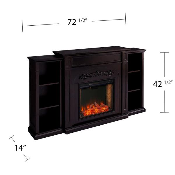 Overton Alexa-Enabled 72.5 in. Electric Smart Fireplace with Bookcases in Espresso