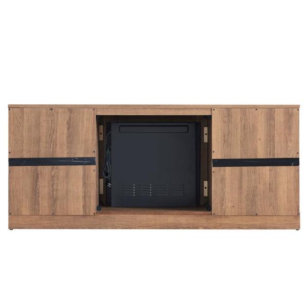 56 in. Media Electric Fireplace with Industrial Accents in Rustic Barn Wood