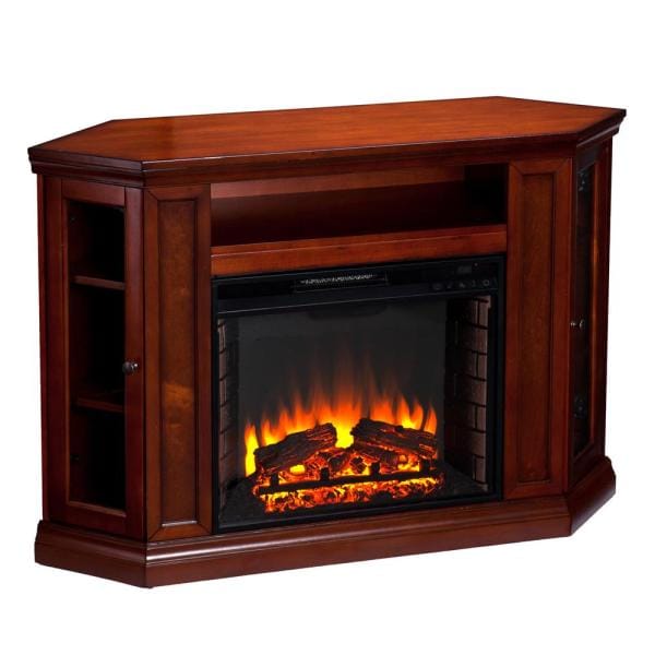 Hudson 48 in. W Convertible Media Electric Fireplace in Brown Mahogany