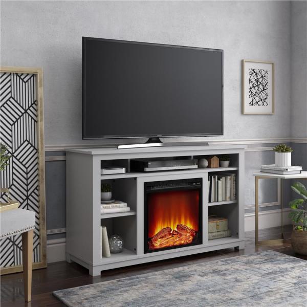 Domingo 47.6 In. Electric Fireplace TV Stand in Dove Gray