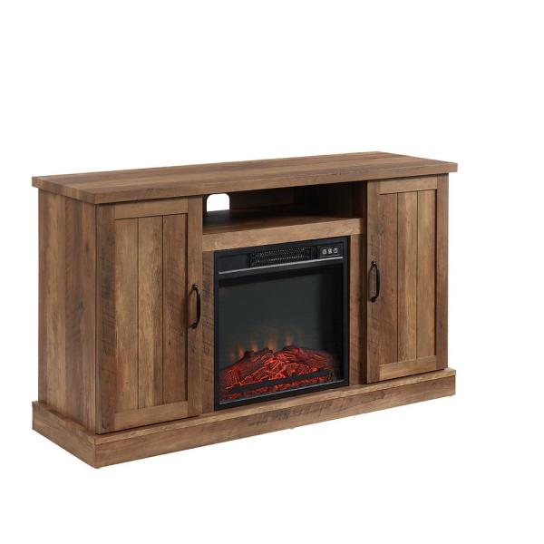 48 in. Freestanding Wooden Electric Fireplace TV Stand in Rustic Oak