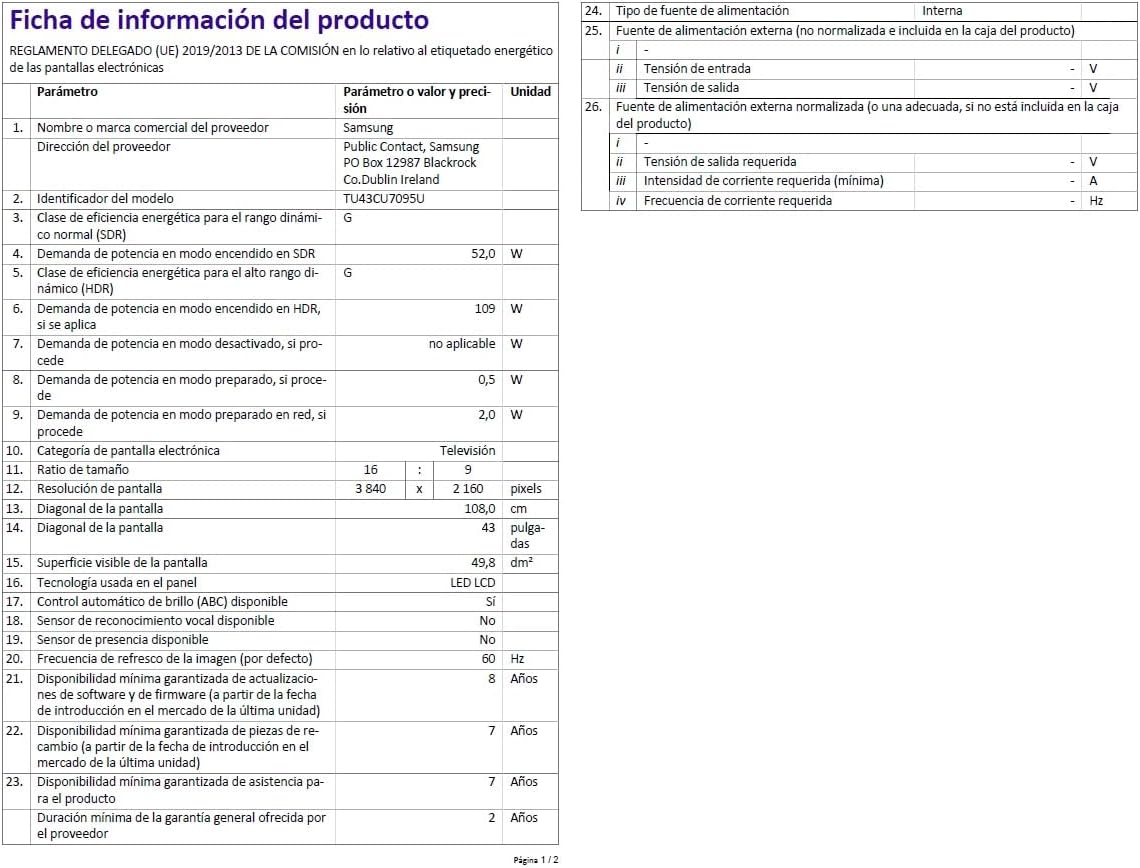 Samsung Téléviseur TU55CU7095 55 (55 Pouces), Crystal UHD 4K, Smart TV, 2023