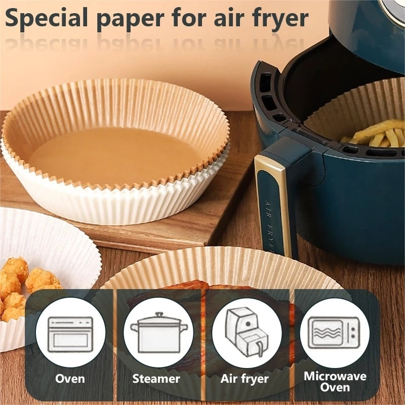 Air Fryer Disposable Paper Liner, Non-stick Disposable Air Fryer Liners, Baking Paper for Air Fryer Oil-proof, Water-proof, Parchment for Baking Roasting Microwave