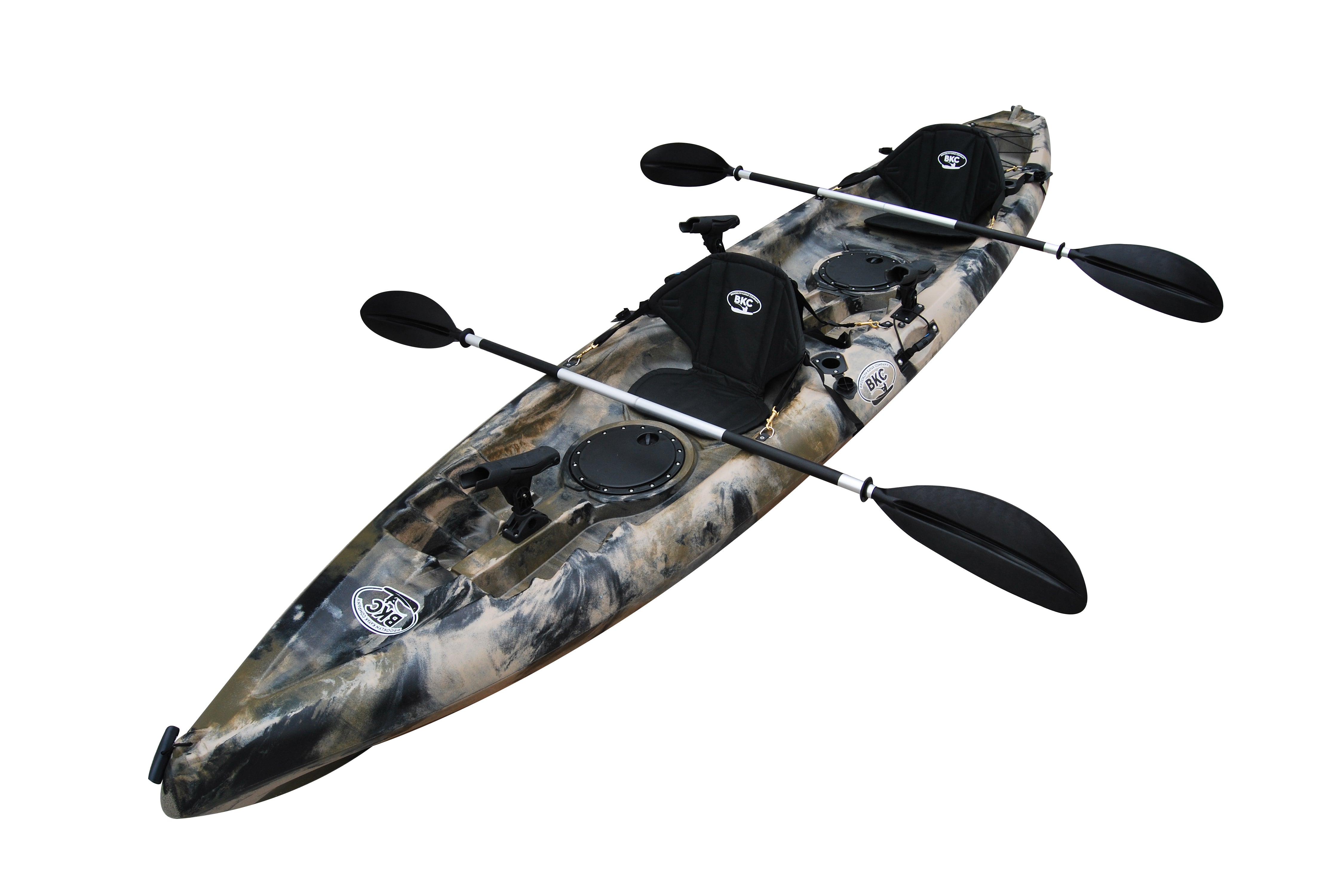BKC TK181 Angler – Kayak de pêche tandem pour 2 personnes, 3,86 m, avec sièges rembourrés et pagaies