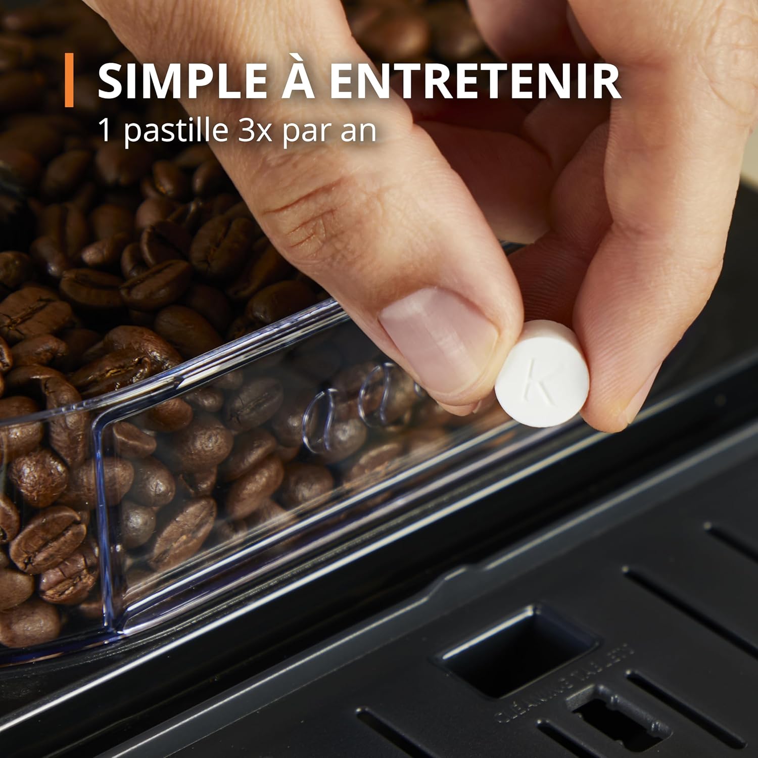 Krups Machine à café grain, 1,7 L, 2 tasses en simultané, Nettoyage automatique, Buse vapeur pour Cappuccino, Cafetière espresso, Essential noire YY8125FD, Noir