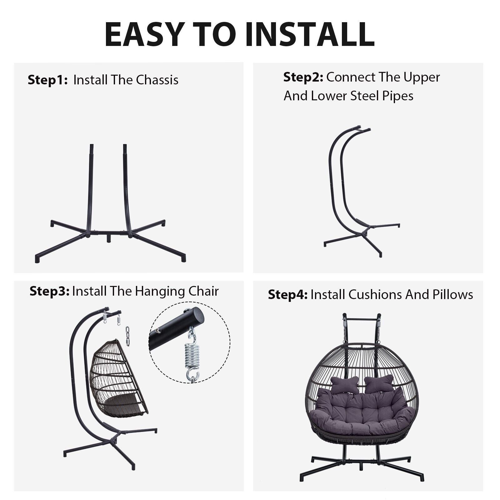 Chaise balançoire avec support,