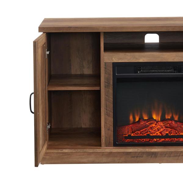 48 in. Freestanding Wooden Electric Fireplace TV Stand in Rustic Oak