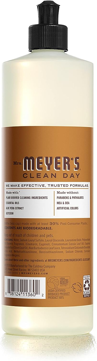 Mrs. Meyer's Liquid Dish Soap, Biodegradable Formula, Lemon Verbena, 16 Fl. Oz - Pack Of 3