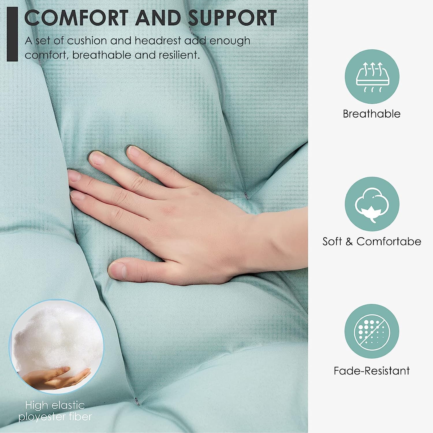 Brafab Swing Egg Chair, Hammock Chair, Hanging Chair, Aluminum Frame and UV Resistant Cushion with Steel Stand, Indoor Outdoor Patio Porch Lounge Bedroom Hand Made Wicker Rattan Chair, 350LBS Capacity