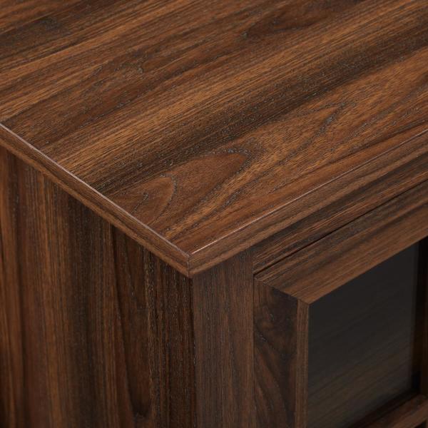 58 in. Dark Walnut Wood and Glass Transitional 2-Door Windowpane Fireplace TV Stand Fits TVs up to 65 in.