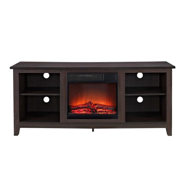 58 in. Rustic Farmhouse Fireplace TV Stand - Espresso