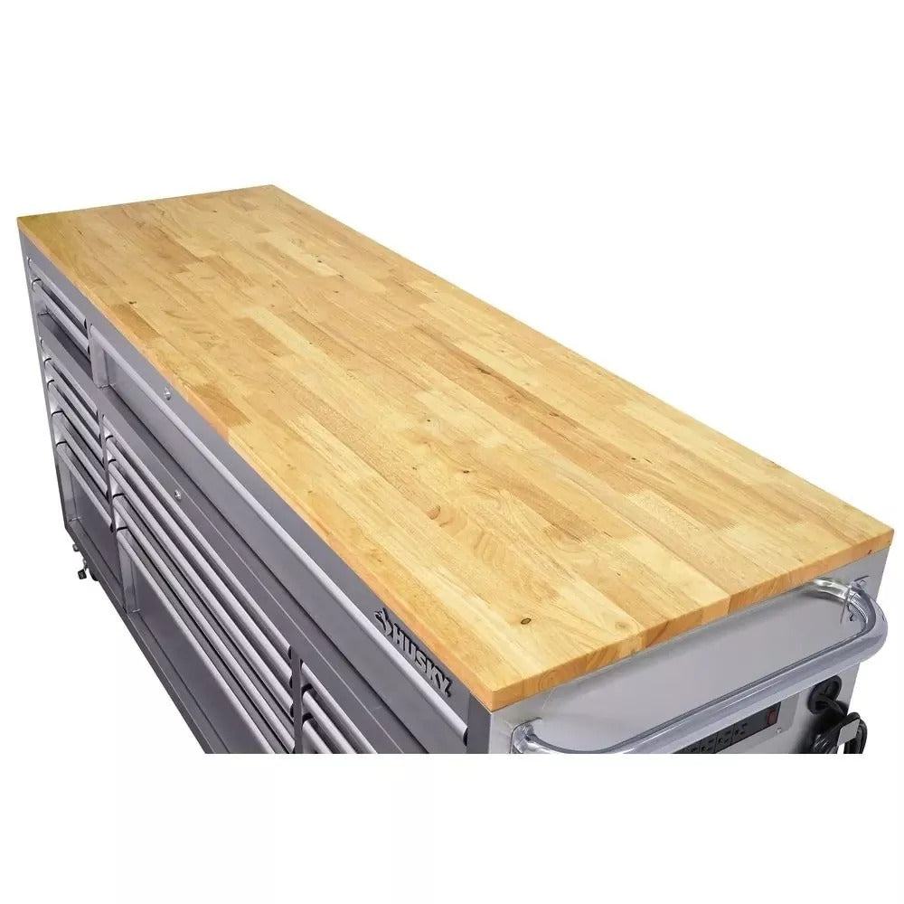 72 po. 18-Tiroir 24 po. D Mobile Workbench avec acier inoxydable en bois massif