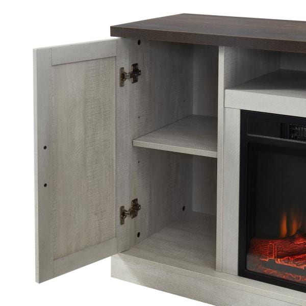 48 in. W Freestanding Wooden Storage Electric Fireplace TV Stand in White Fits TVs up to 55 in.