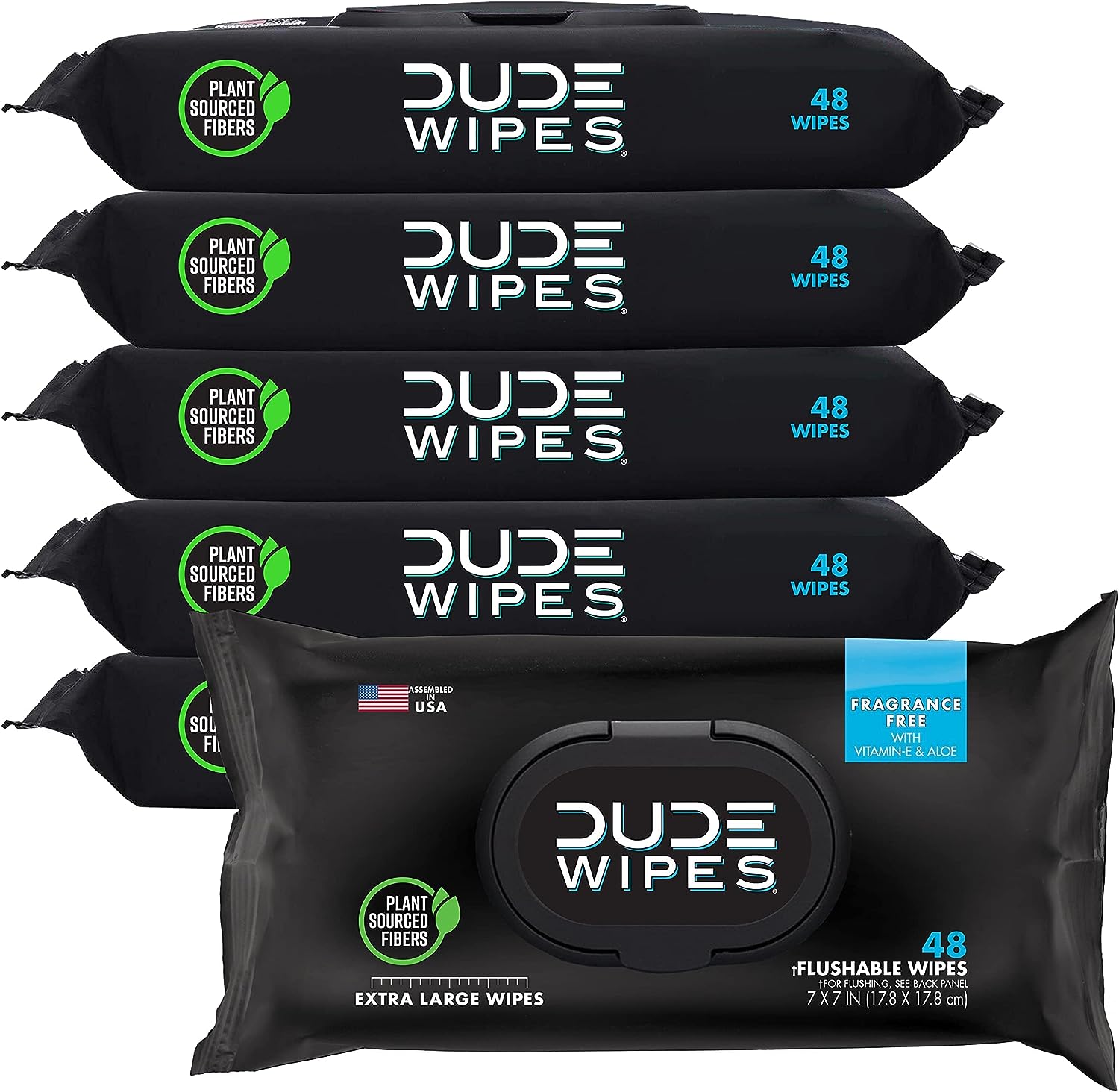 DUDE Wipes - Flushable Wipes - 144 Wipes - Unscented Extra-Large Adult Wet Wipes - Vitamin-E & Aloe for at-Home Use - Septic and Sewer Safe, 48 Count (Pack of 3)