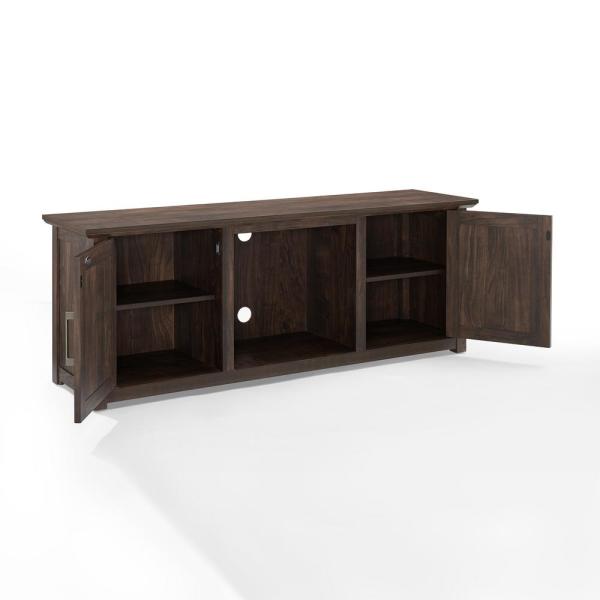 Camden Dark Walnut 58 in. Low Profile TV Stand with Fireplace Fits 60 in. TV with Cable Management