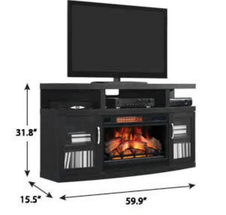 Cantilever Infrared Electric Fireplace Media Cabinet in Embossed Oak - 26MM5508-NB04