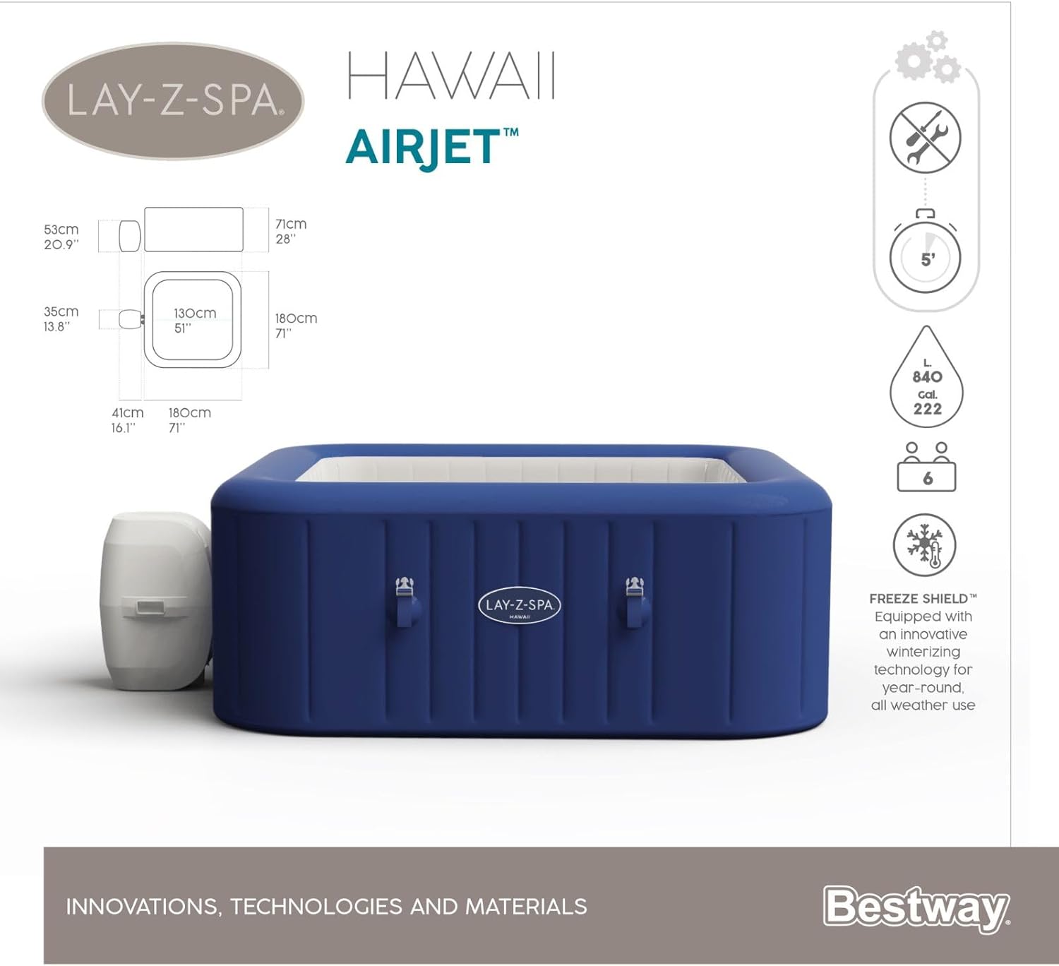 Spa gonflable rond BESTWAY Lay-Z-Spa® Miami Airjet™ 2 - 4 personnes