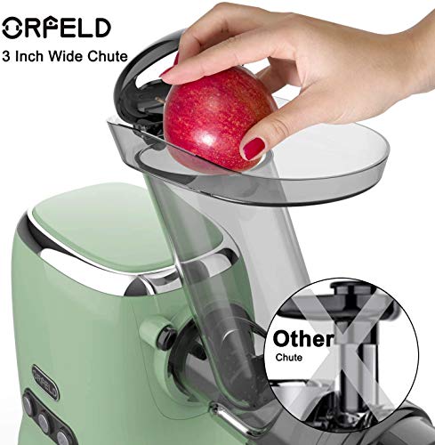 Juicer Machines, Orfeld Cold Press Juicer with 95% Juice Yield & Purest Juice, Easy Cleaning & Quiet Motor Masticating Juicer Machines for Vegetables and Fruits (Green)