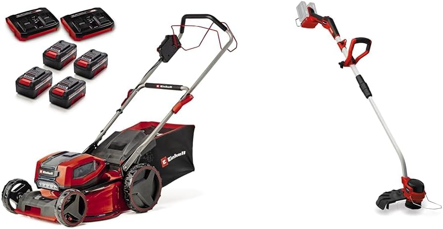 Einhell Professional Tondeuse à gazon sans fil GP-CM 36/47 S HW Li Power X-Change (36V, 47 cm largeur de coupe, autotractée, moteur sans charbon) Livré avec 4 Batteries 4,0Ah et 2 Chargeurs Doubles
