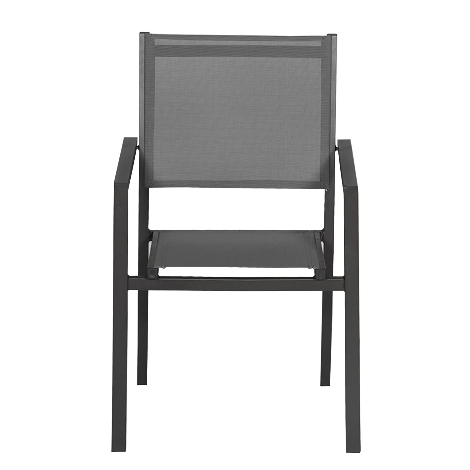 Lot de 8 chaises en aluminium anthracite - textilène gris Happy Garden