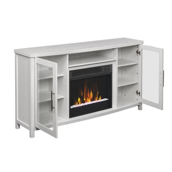Rossville 54 in. Media Console Electric Fireplace TV Stand in White