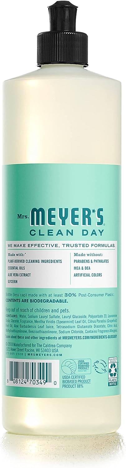 Mrs. Meyer's Liquid Dish Soap, Biodegradable Formula, Lemon Verbena, 16 Fl. Oz - Pack Of 3