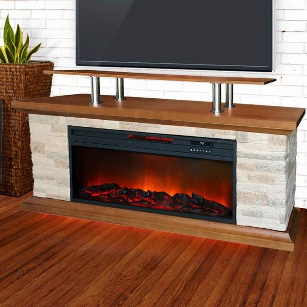 60 in. Infrared Electric Media Fireplace in Brown