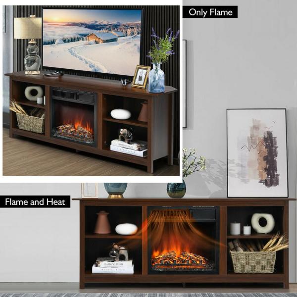 58 in. Fireplace TV Stand with 18 Electric Fireplace Up to 65 in. Coffee (2-Tier)