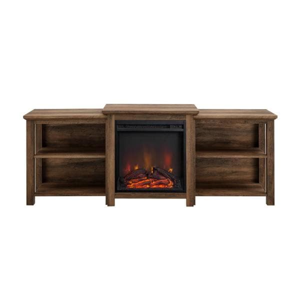 70 in. Reclaimed Barnwood Composite TV Stand Fits TVs Up to 78 in. with Electric Fireplace