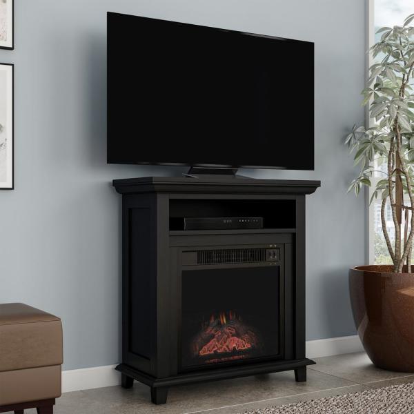 32 in. Freestanding Electric Fireplace TV Stand in Black