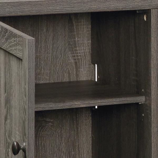 Jesse 65 in. Electric Fireplace and Glass Ember Bed in Iron Mountain Grey with 26 in. Media Console