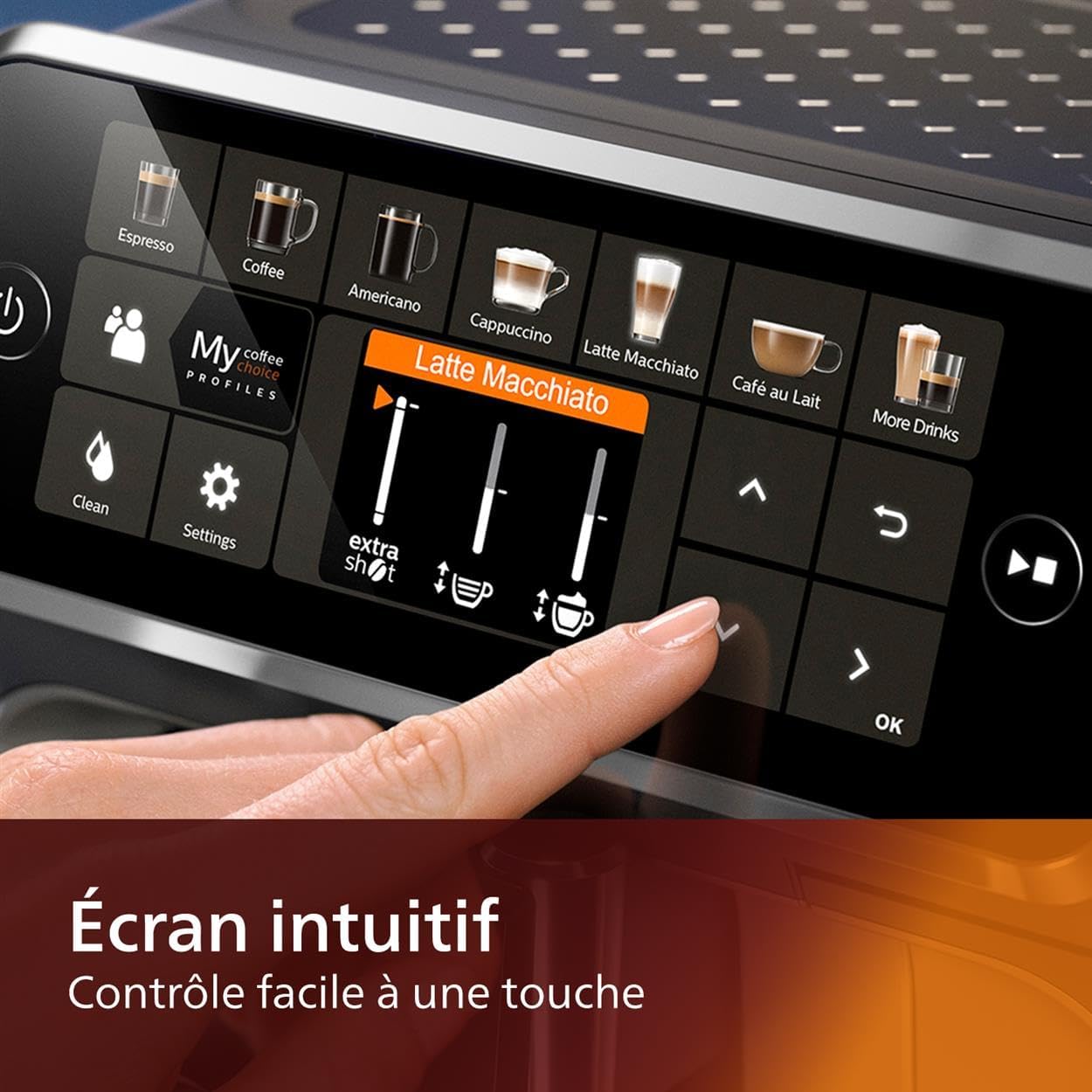 Philips Série 5400 Machine Expresso - Café à Grain - LatteGo Mousseur à Lait, 12 Spécialités de Café, Affichage Intuitif, 4 Profils Utilisateur, Noir (EP5441/50)