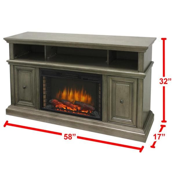 McCrea 58 in. Media Electric Fireplace TV Stand in Dark Weathered Gray