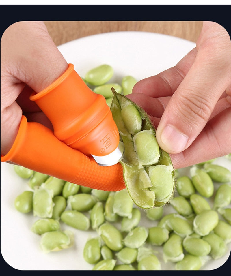 1 Set Silicone Finger Protector with Blade for Fruits Vegetable Thumb Knife Finger Guard Kitchen Gadgets Kitchen Accessories
