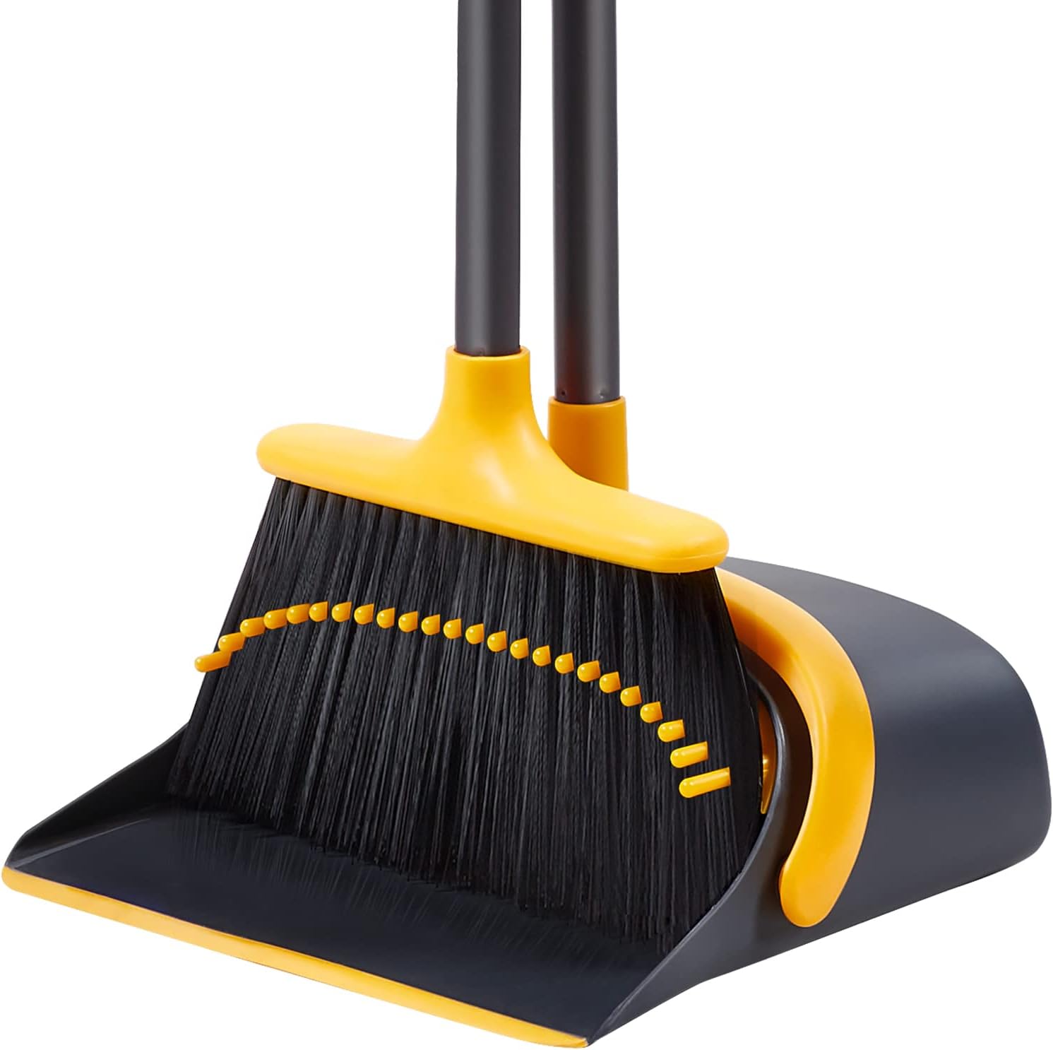 Broom with Dustpan Combo Set, Upgrade Broom and Dustpan Set for Home, 52'' Long Handle Broom and Dustpan Set, Standing Dustpan and Broom for Kitchen Office Lobby Floor