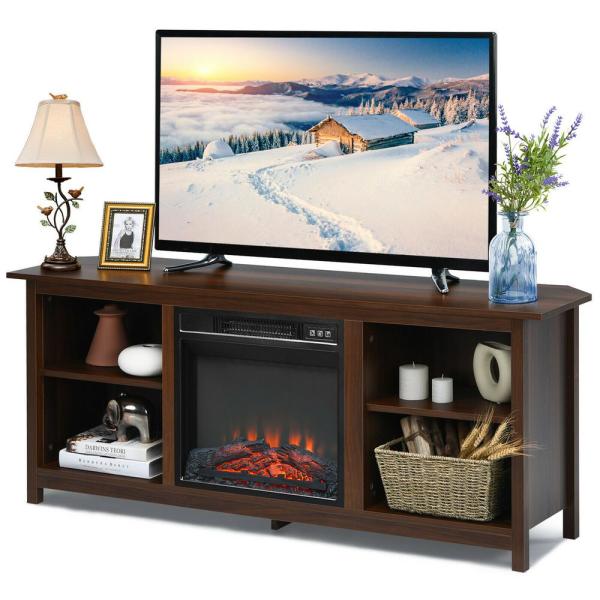58 in. Fireplace TV Stand with 18 in. Electric Fireplace Up to 65 in. Coffee (2-Tier)