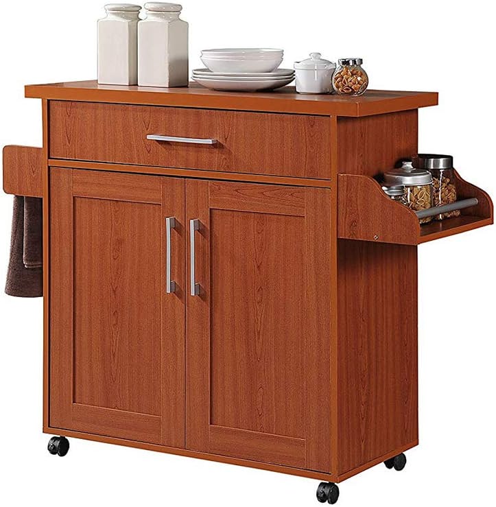 Hodedah Kitchen Island with Spice Rack