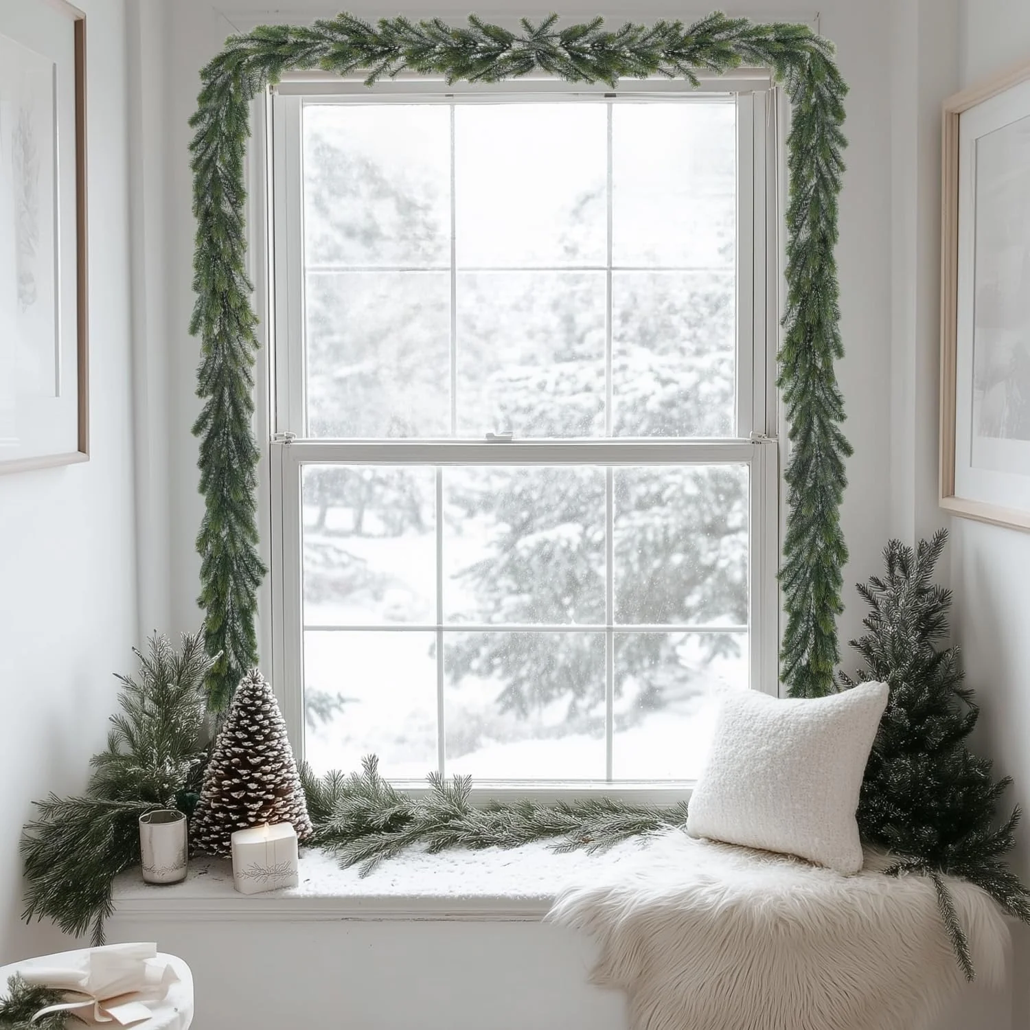 6FT(180 cm) Artificial Christmas Greenery Garland,Real Touch Stereo Pine Garland