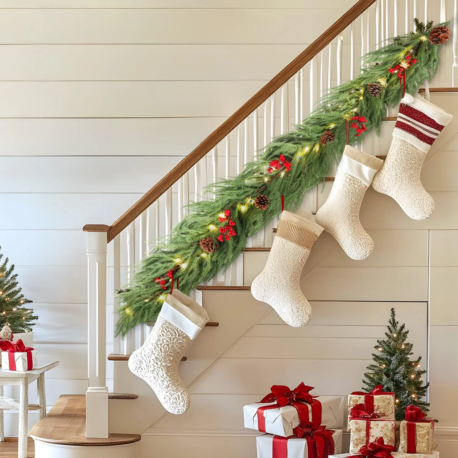 9FT Prelit Faux Garland Christmas Decorations