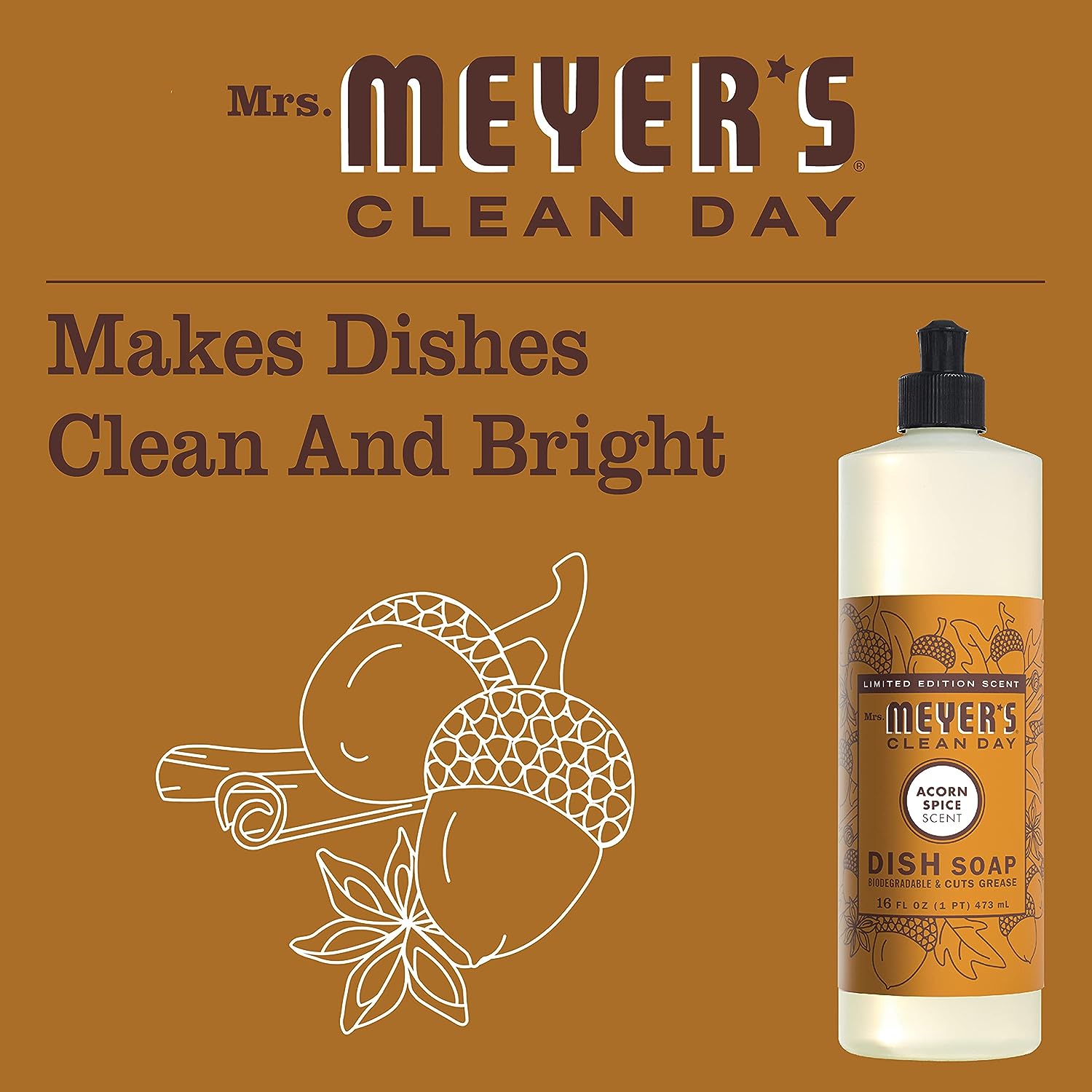 Mrs. Meyer's Liquid Dish Soap, Biodegradable Formula, Lemon Verbena, 16 Fl. Oz - Pack Of 3