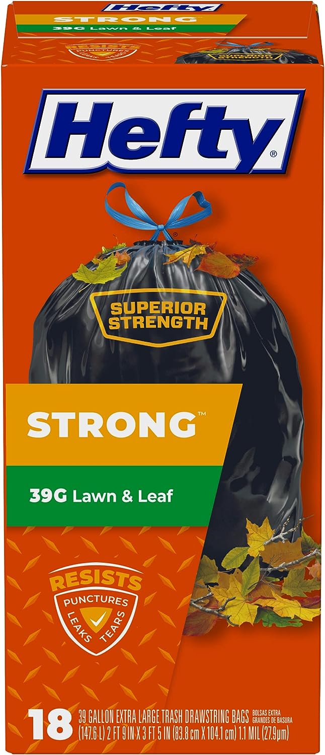 Hefty Strong Lawn & Leaf Trash Bags, 39 Gallon, 38 Count