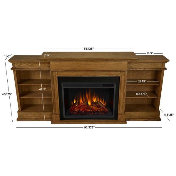 Ashton 92 in. Freestanding Electric Fireplace TV Stand in English Oak