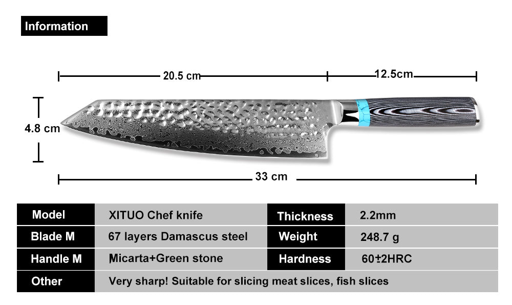 8 Inch Chef Knife High Quality Damascus VG10 Blade Professional Japanese Kitchen Knife Cleaver Kiritsuke with Knife Cover